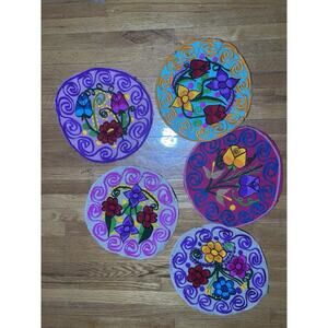 Rustic Embroidered Fabric Tortilla Warmers Lot of 6 – Non-Insulated – Folk Art S